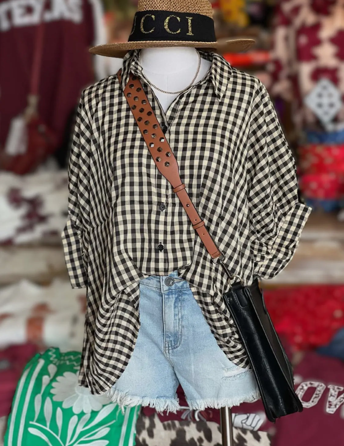 Gingham collection black and white up to 2XL!