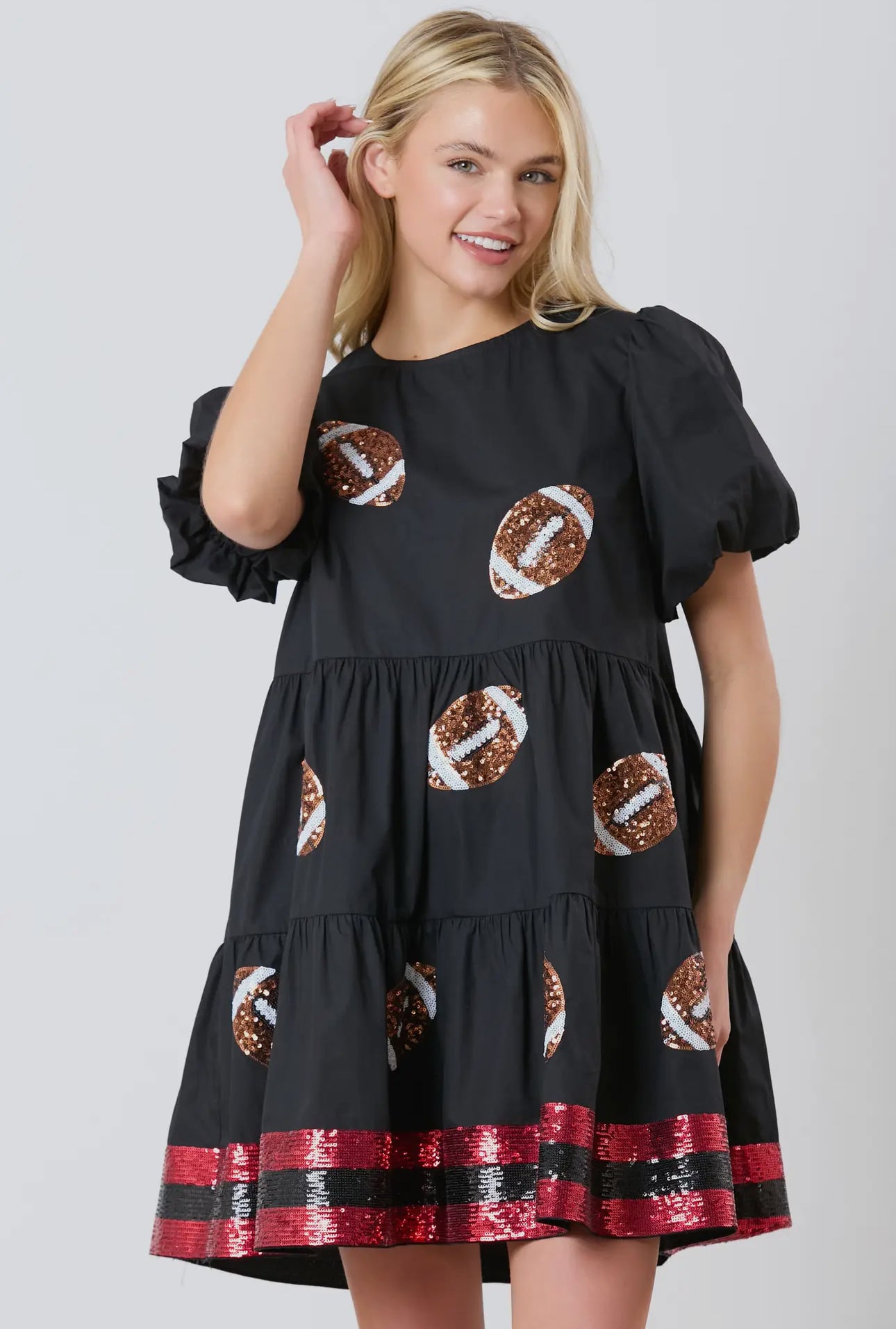 Black dress sequin football