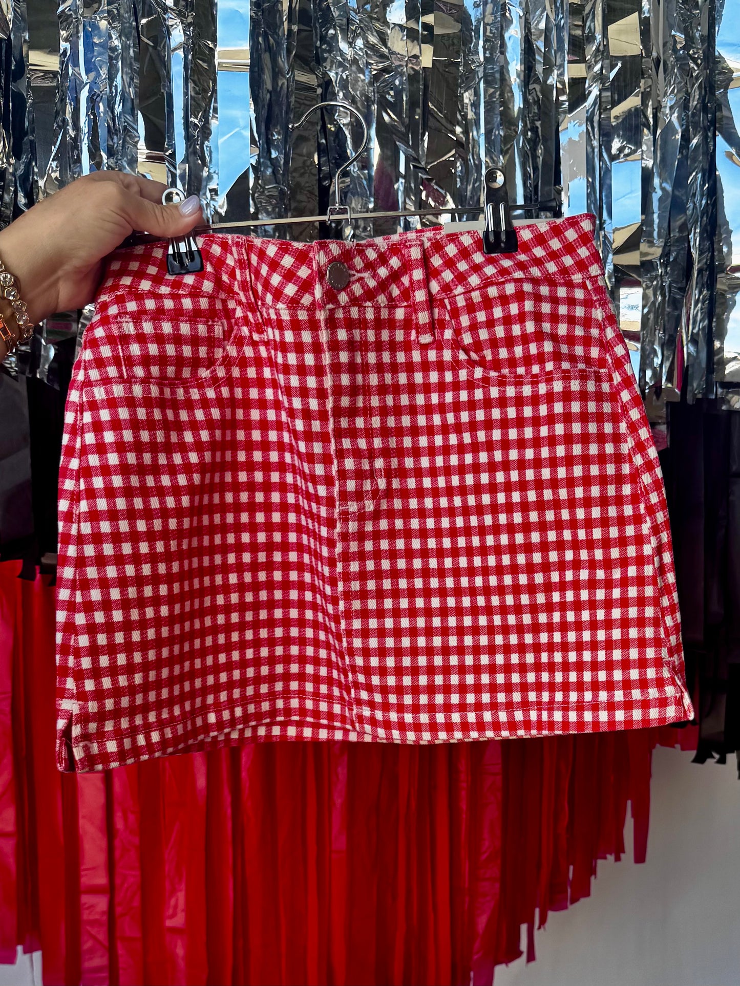 Gingham mini skirt