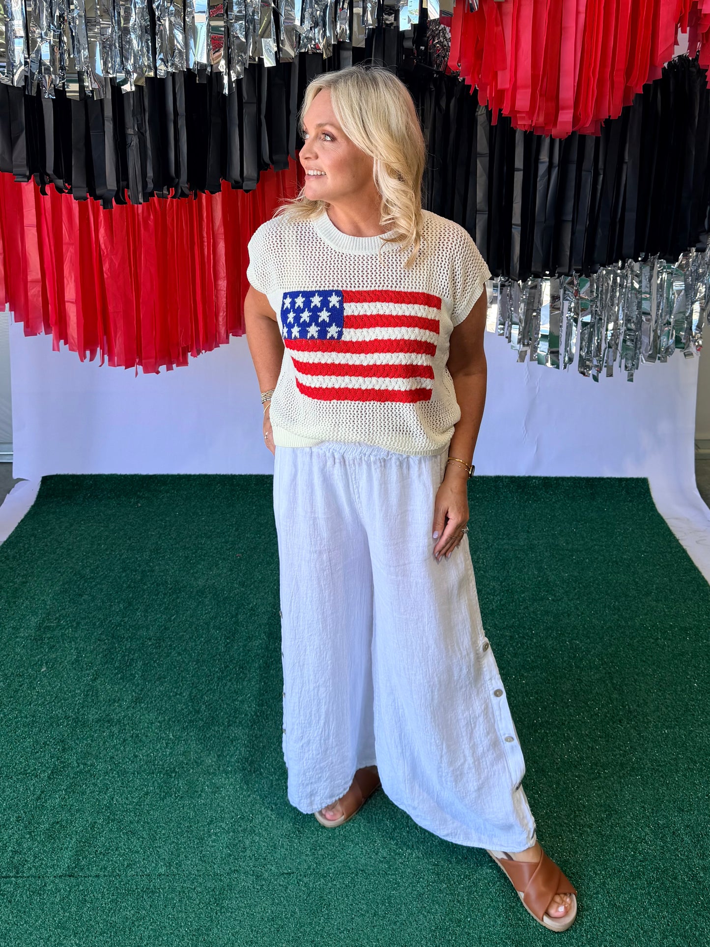 Knit 4th of July light weight knit top