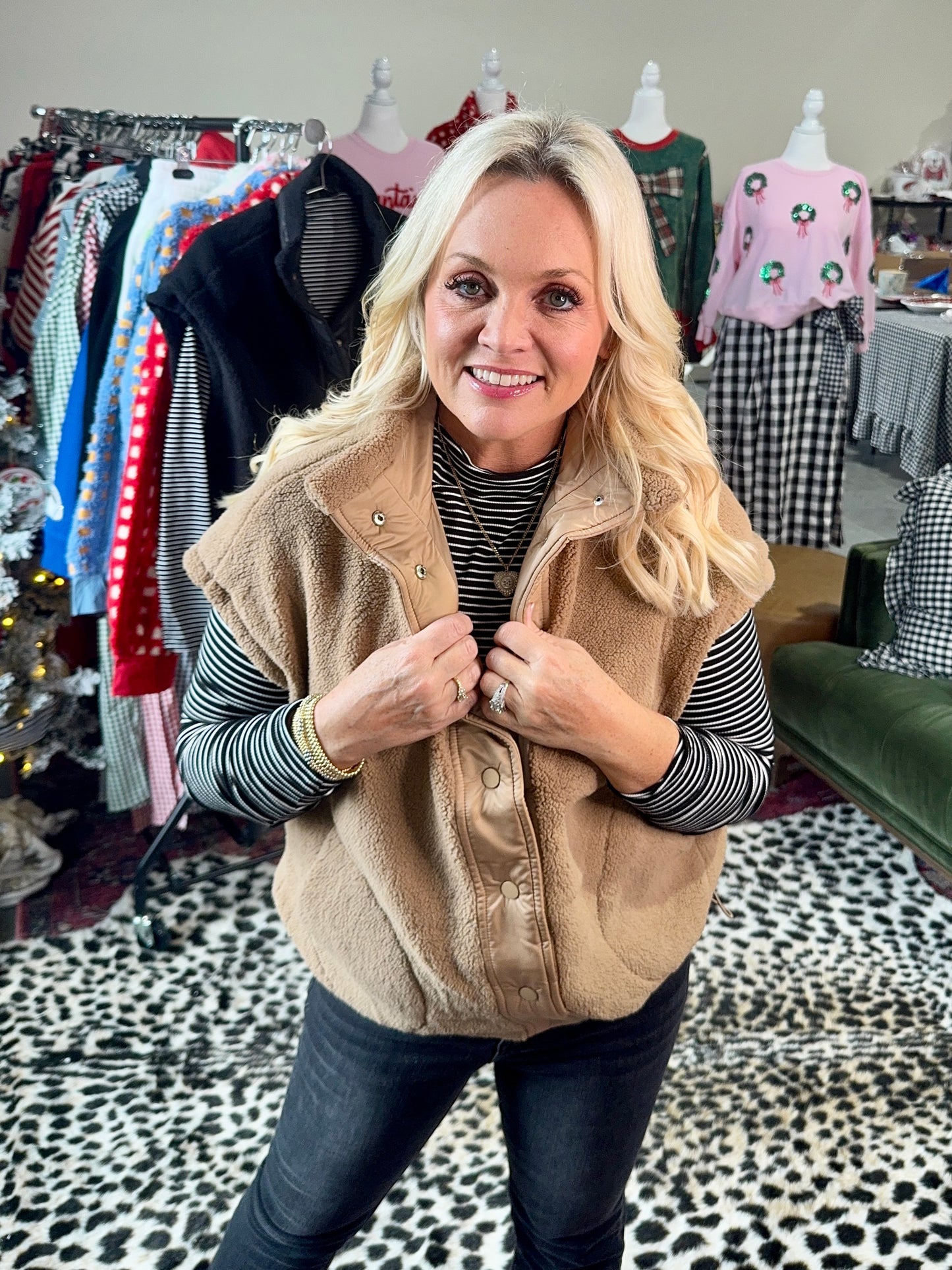 Sherpa oversized vest camel color