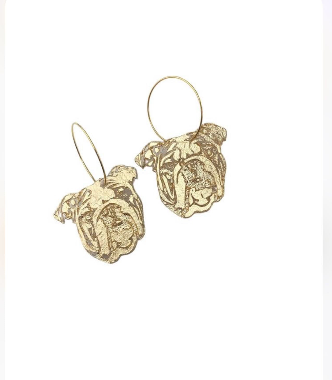 Dangle earrings gold dog