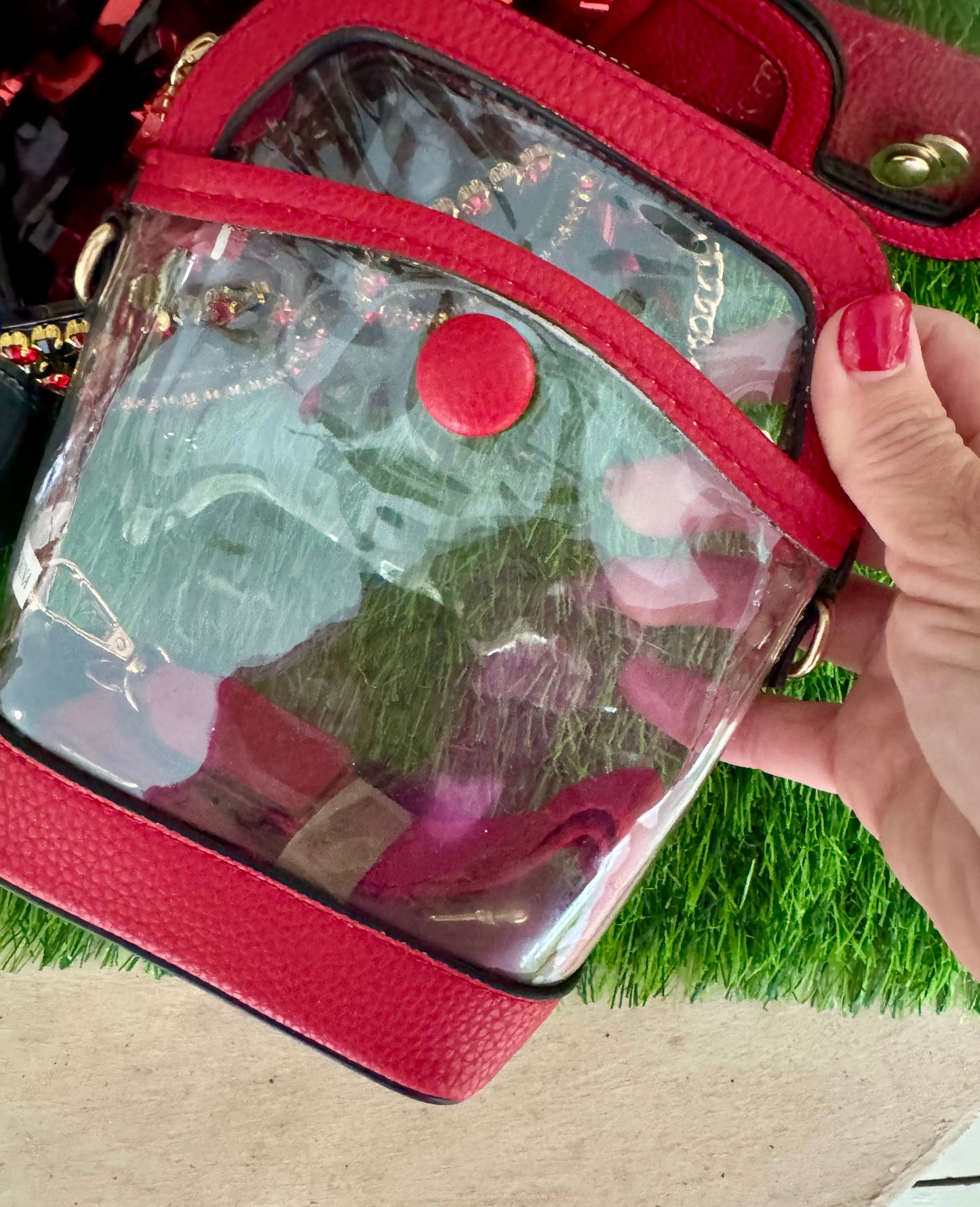 Clear purse red or black