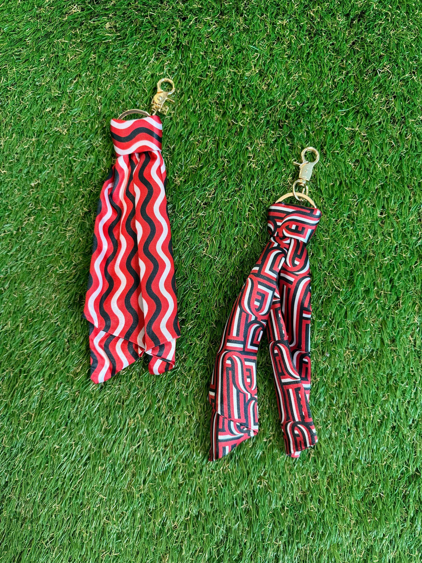 Keychain red and black scarf bag/purse charm