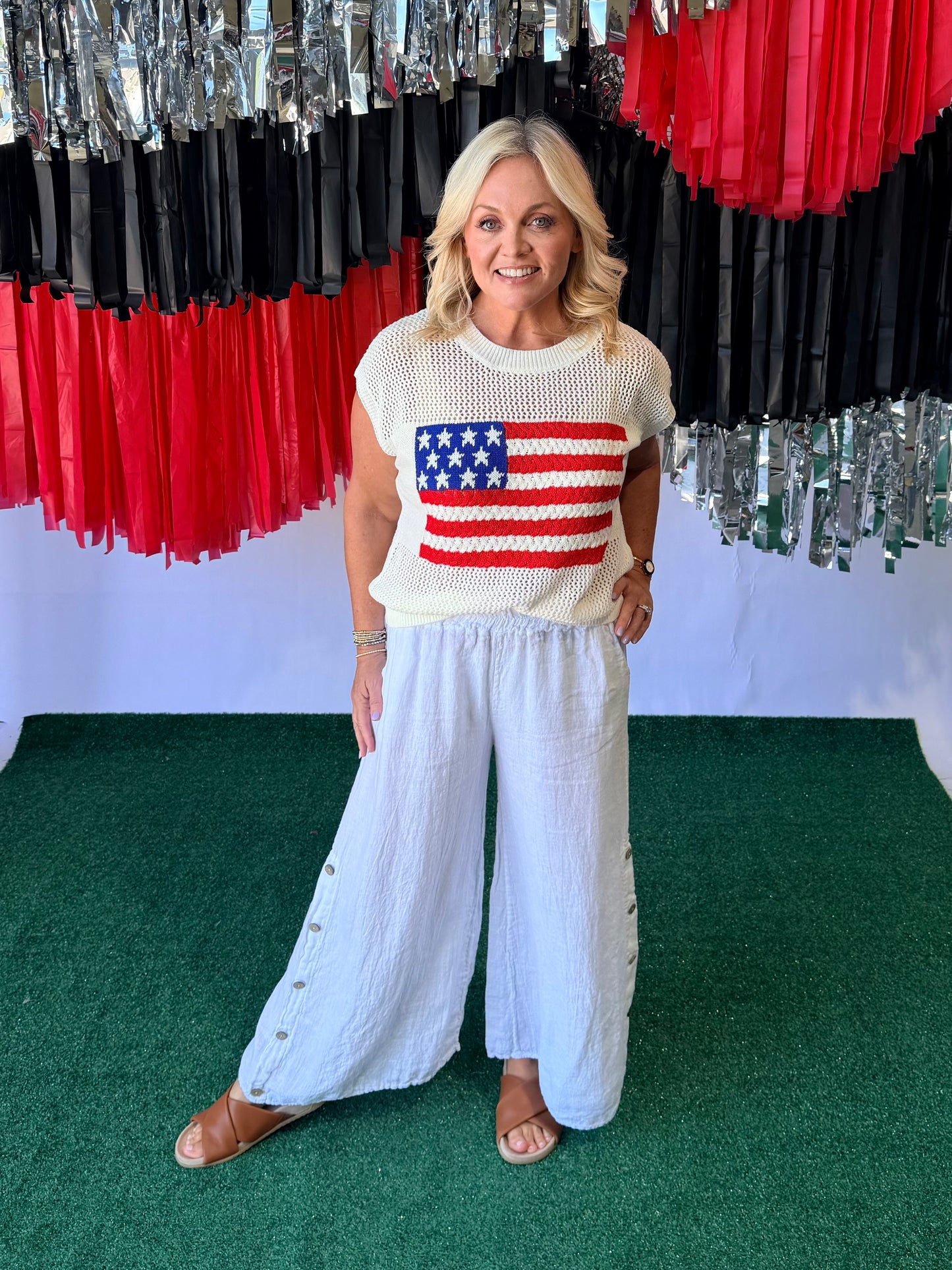 Knit 4th of July light weight knit top