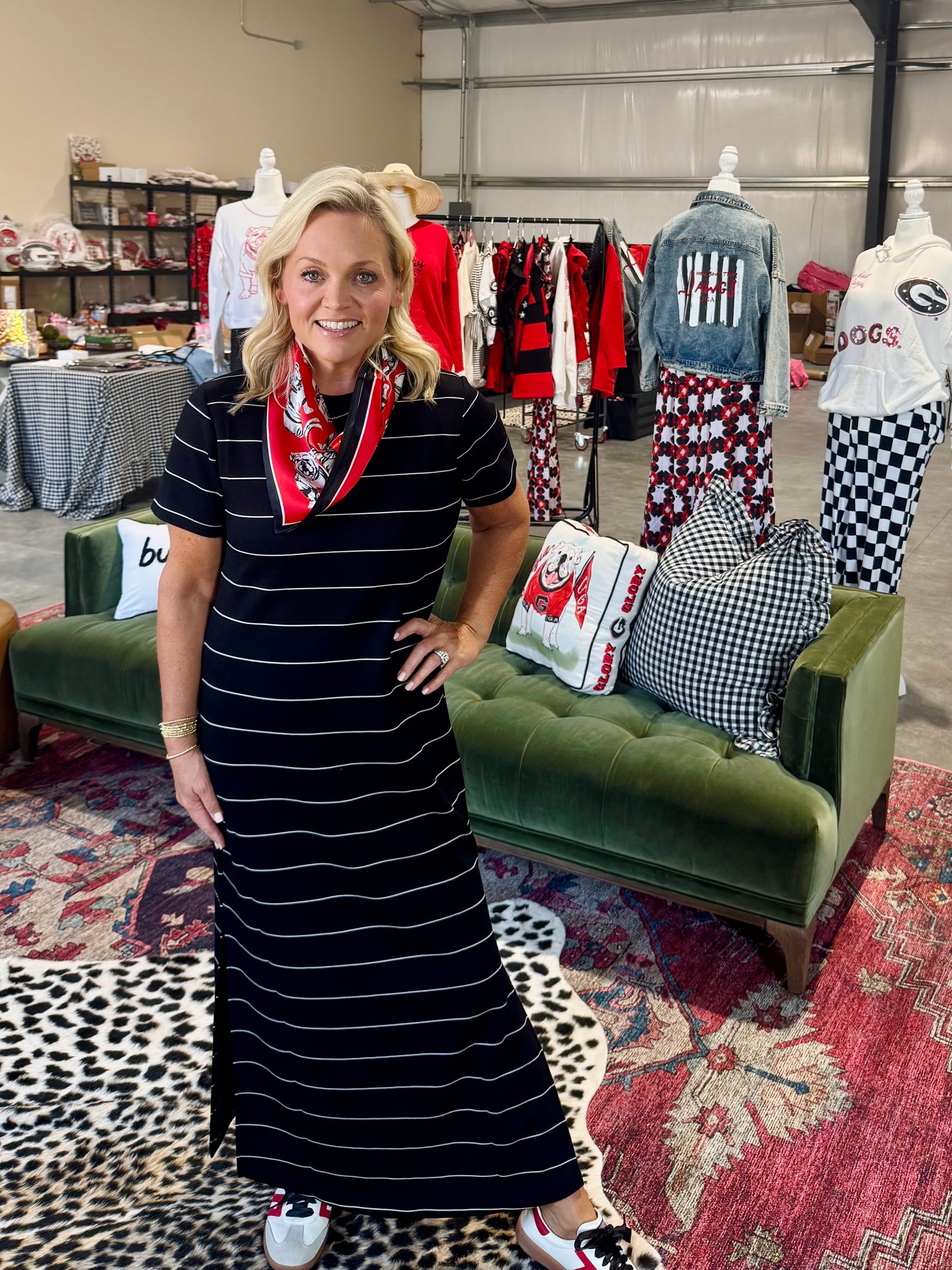 Game day scarf red and black 100% silk