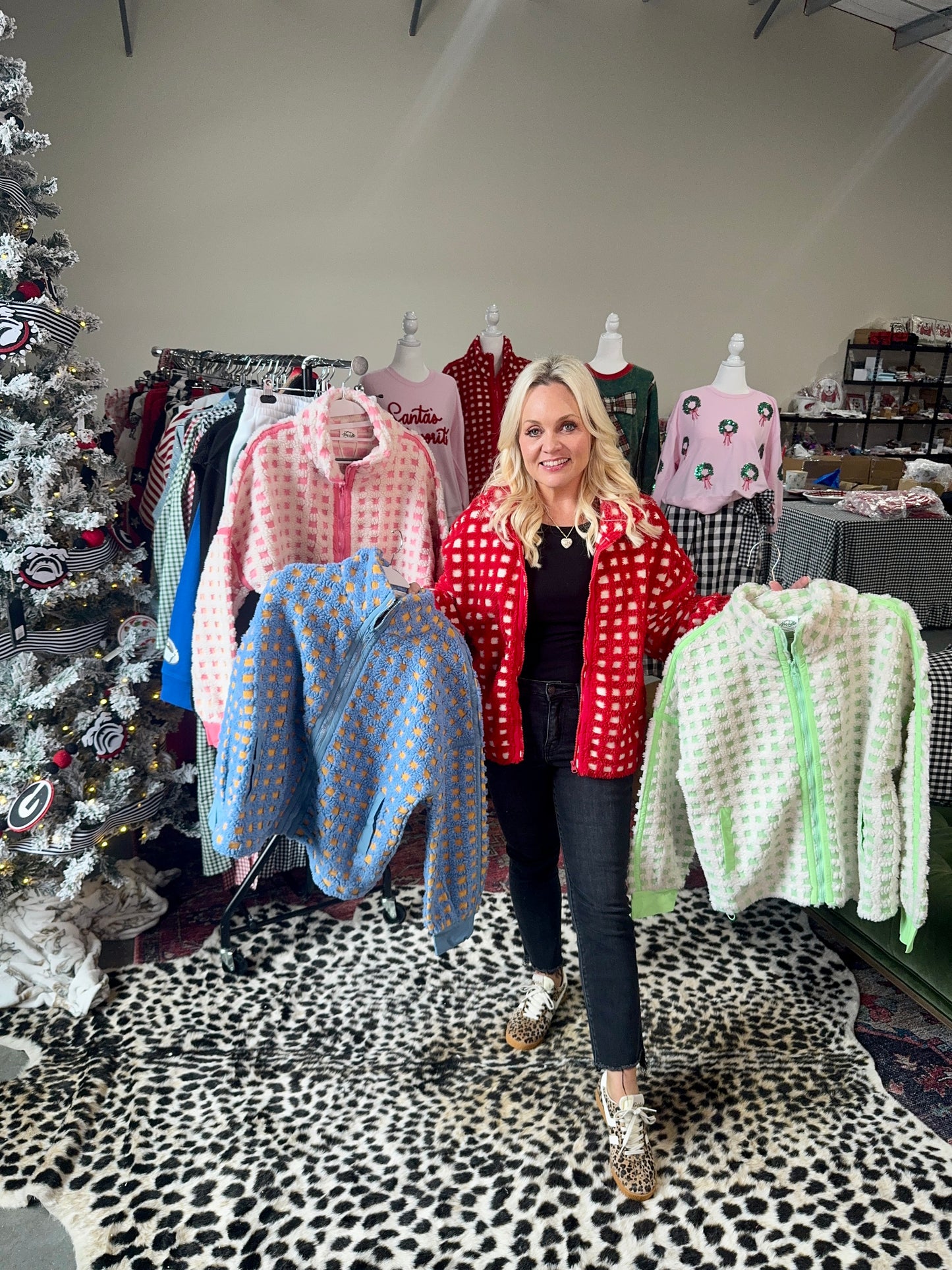 Fleece red checkered jacket Sherpa