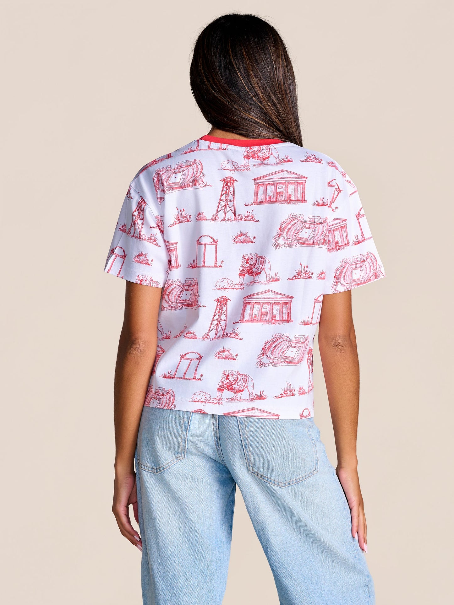 The Team Toile Embroidered Tee Georgia licensed