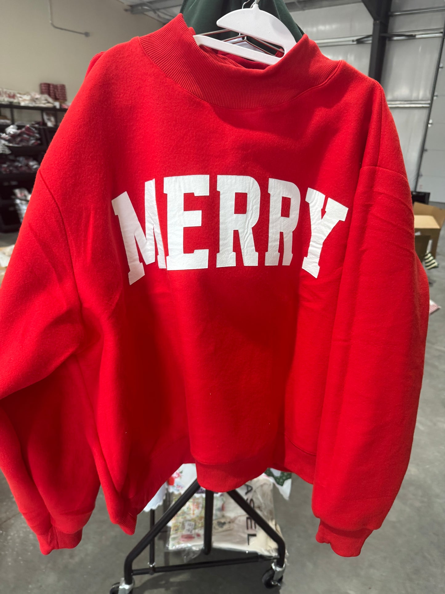 Mock neck red merry Christmas reversible story exclusive