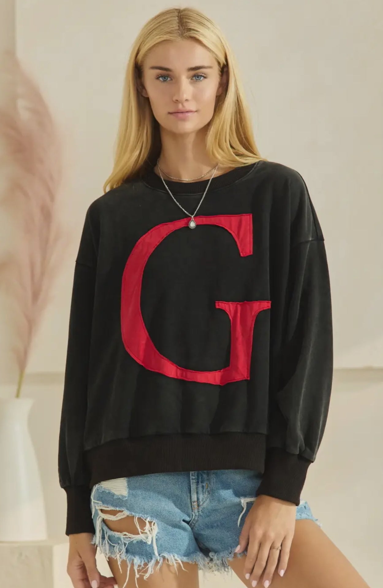 G patch pullover thin style sweatshirt stitched side detail