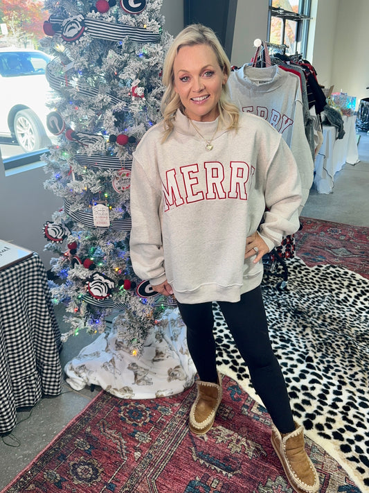 Oversized Merry mock neck  embroidered