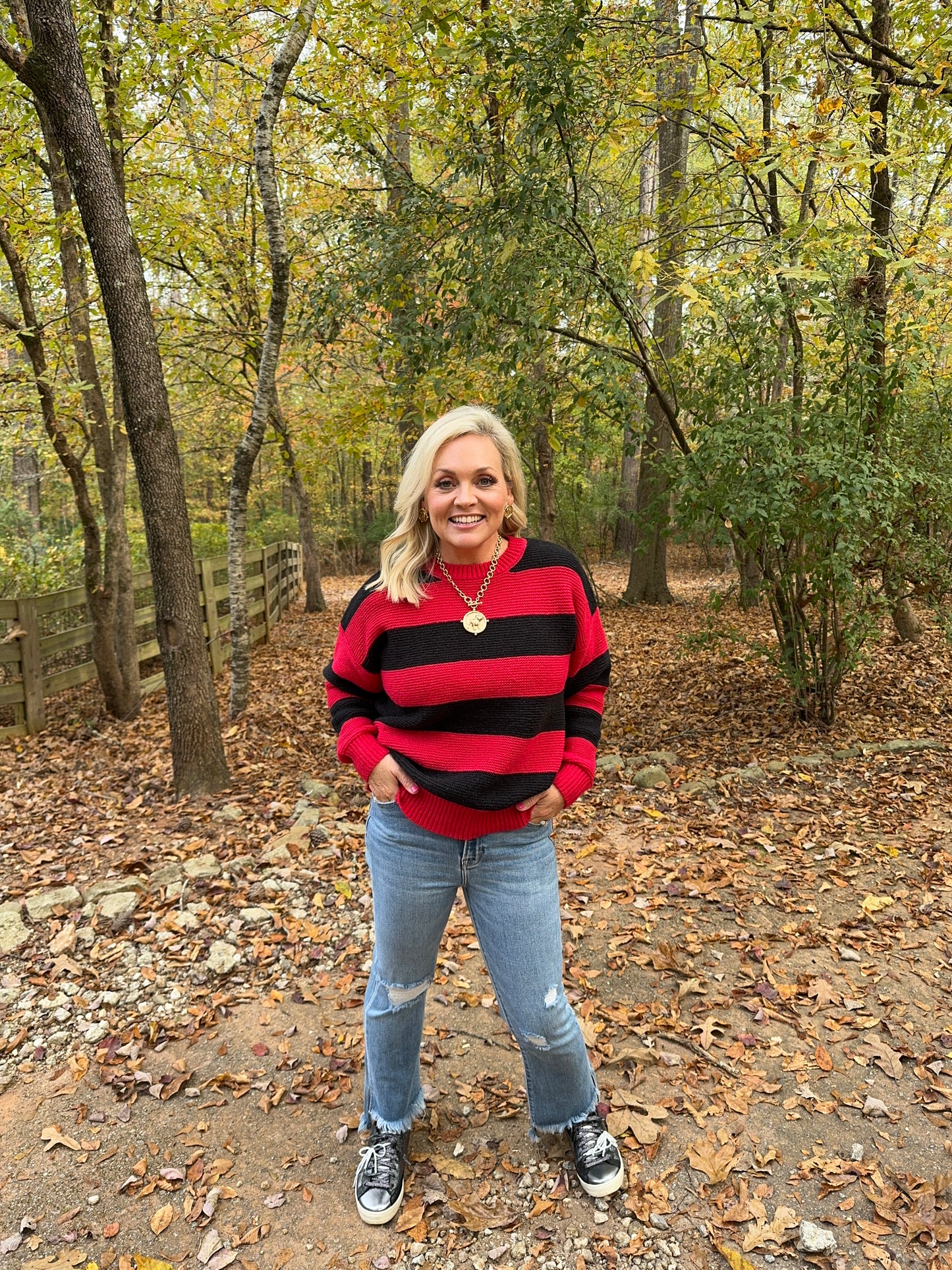 Black and red striped sweater