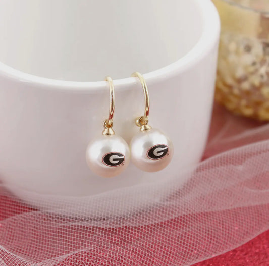 Hoop pearl earrings georgia licensed