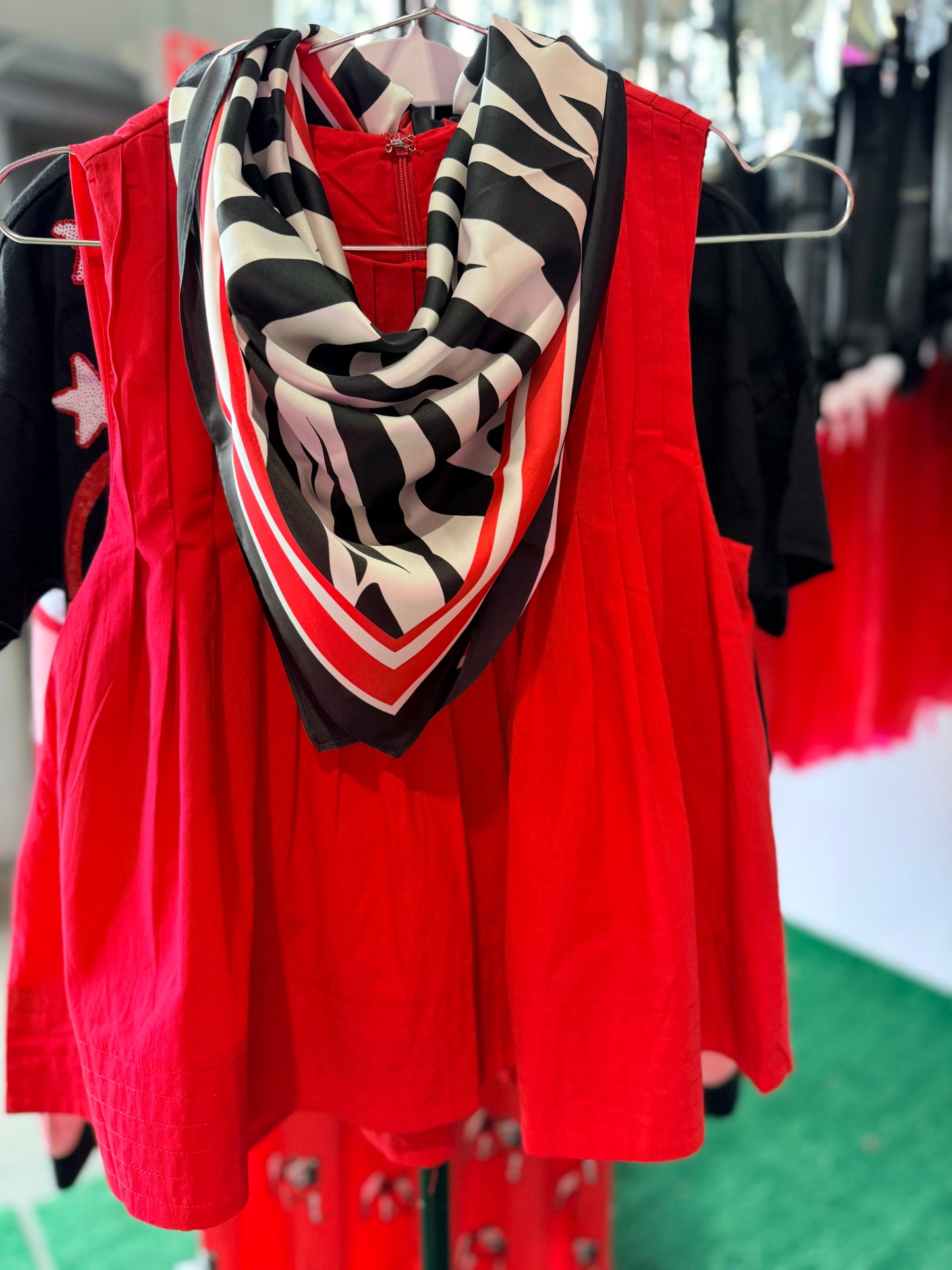 Zebra red and black scarf