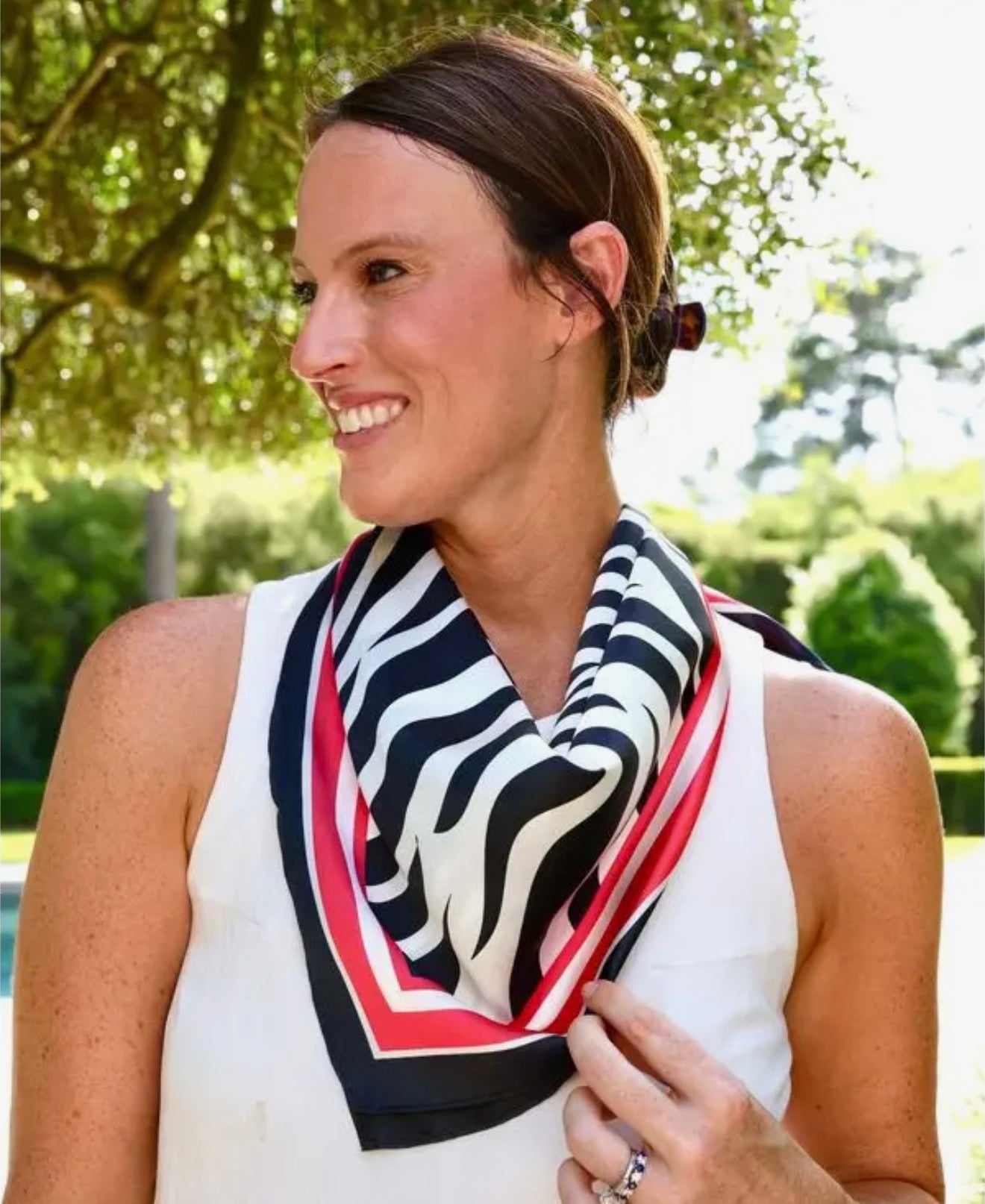 Zebra red and black scarf