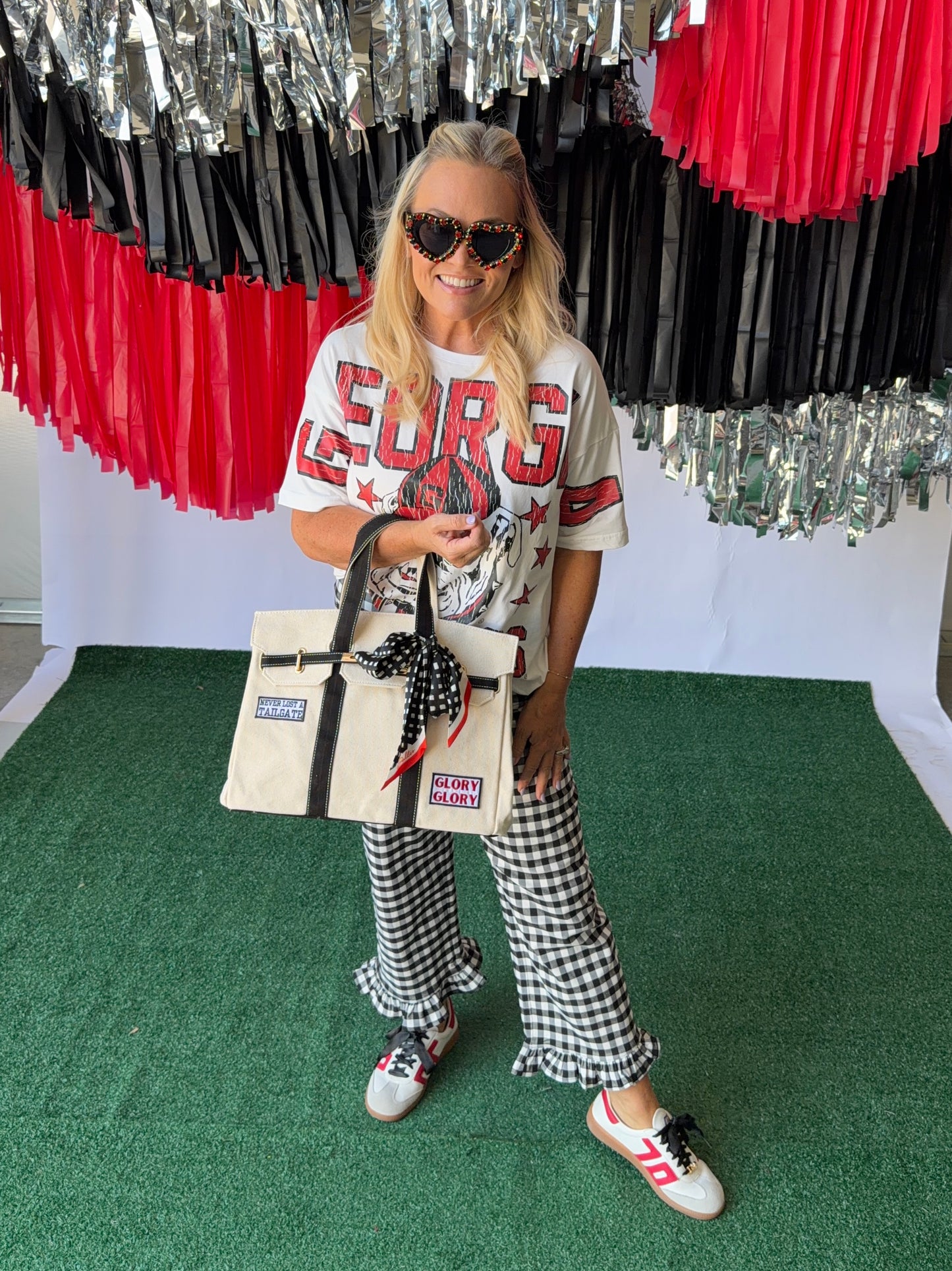 Game day luxury game day tote with patches and scarf exclusive