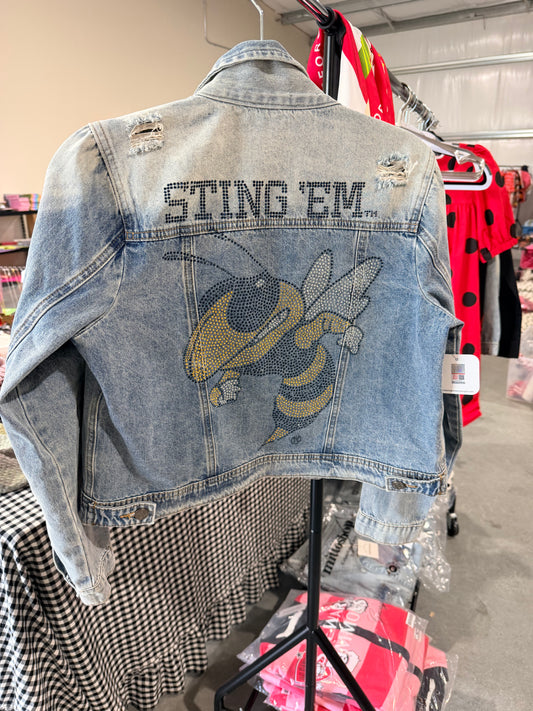 Georgia Tech rhinestone denim jacket licensed
