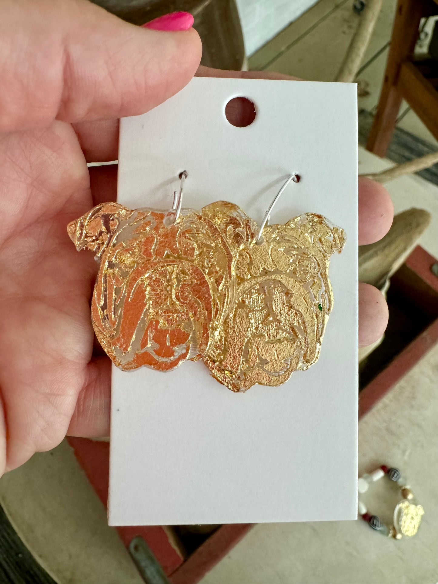 Dangle earrings gold dog