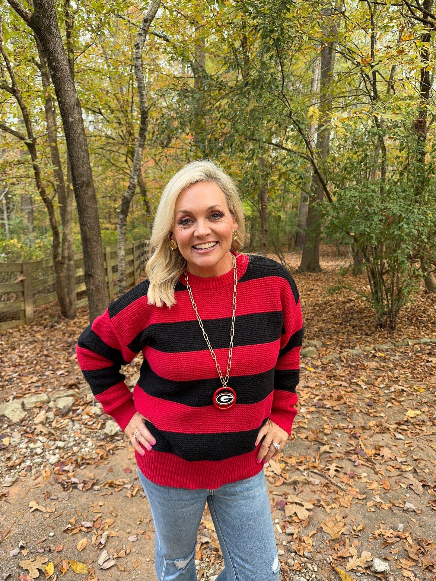 Black and red striped sweater