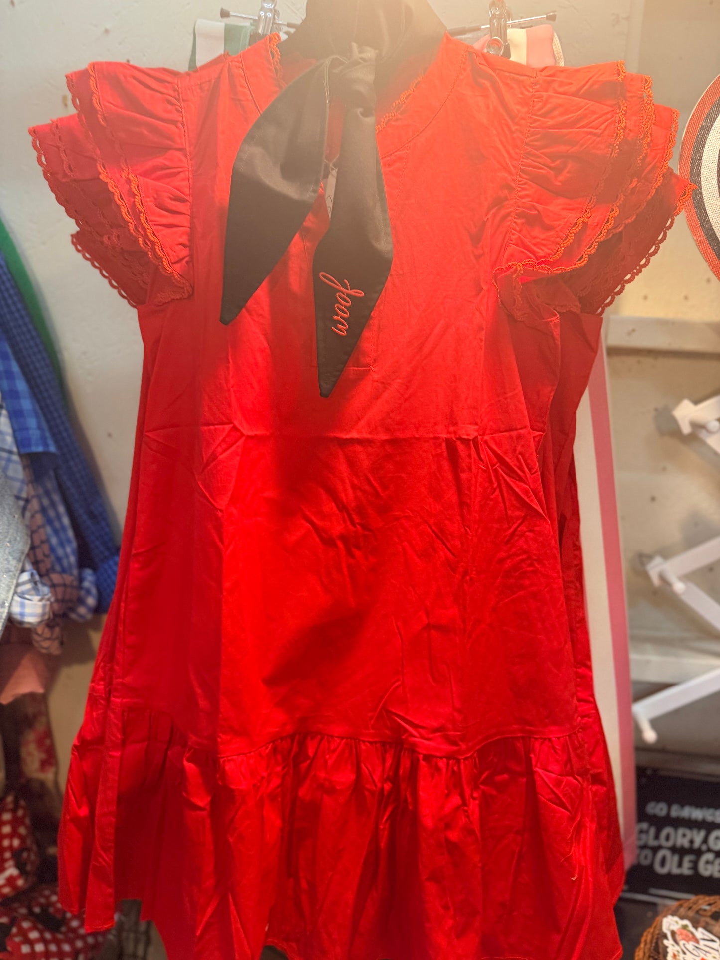 Red Mary square dress