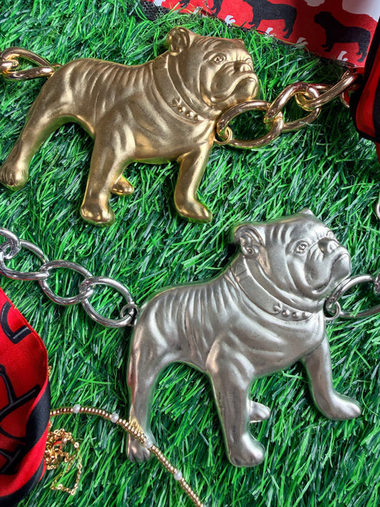 Yochi NY brand silver chain bulldog belt