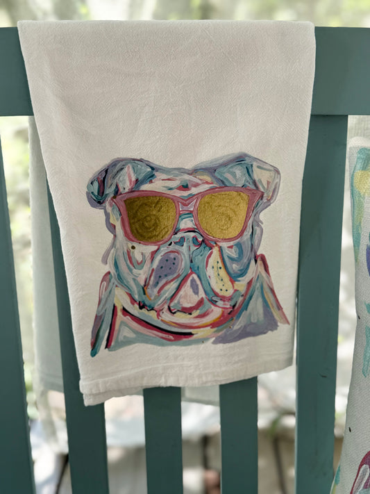 Tea towel watercolor dog