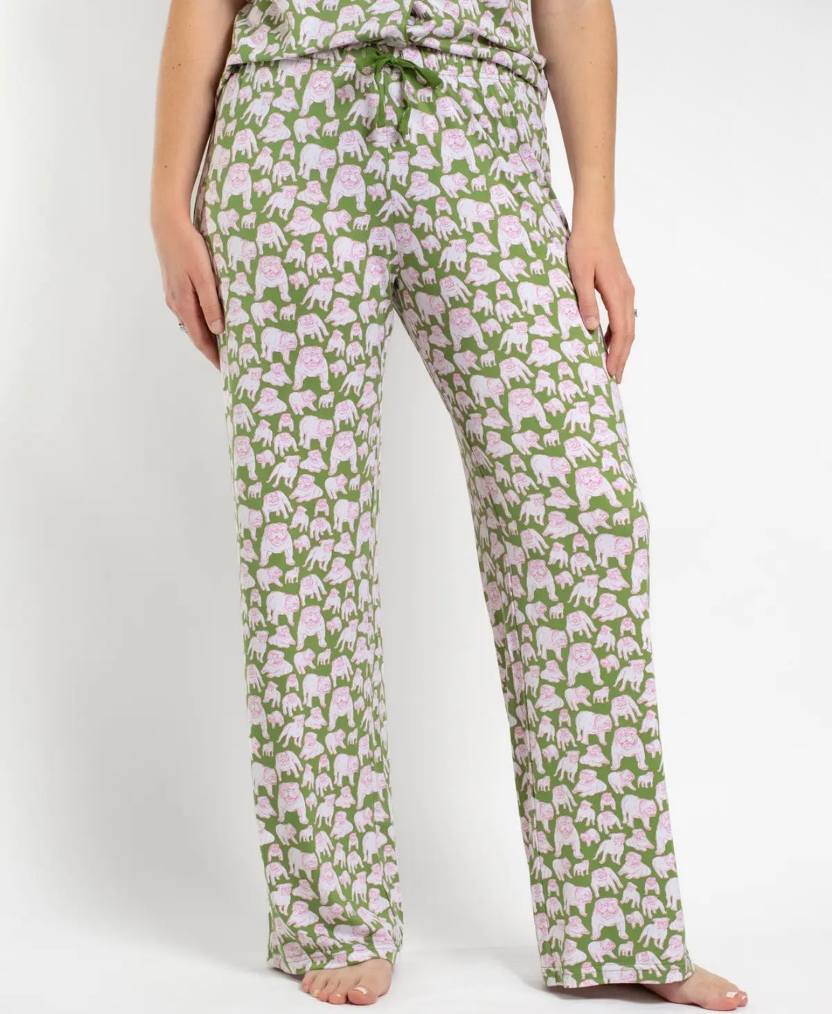 Pink and green bulldog sleep pants PJ’s
