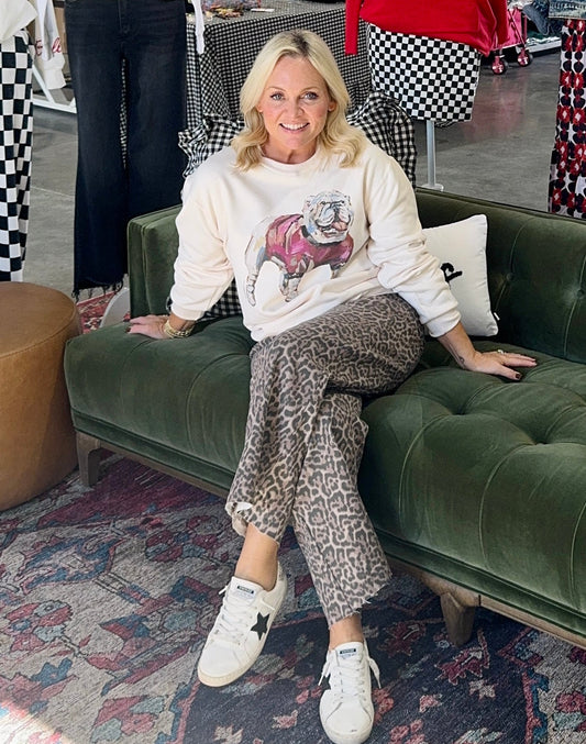 Leopard denim pants Light weight up to size 16