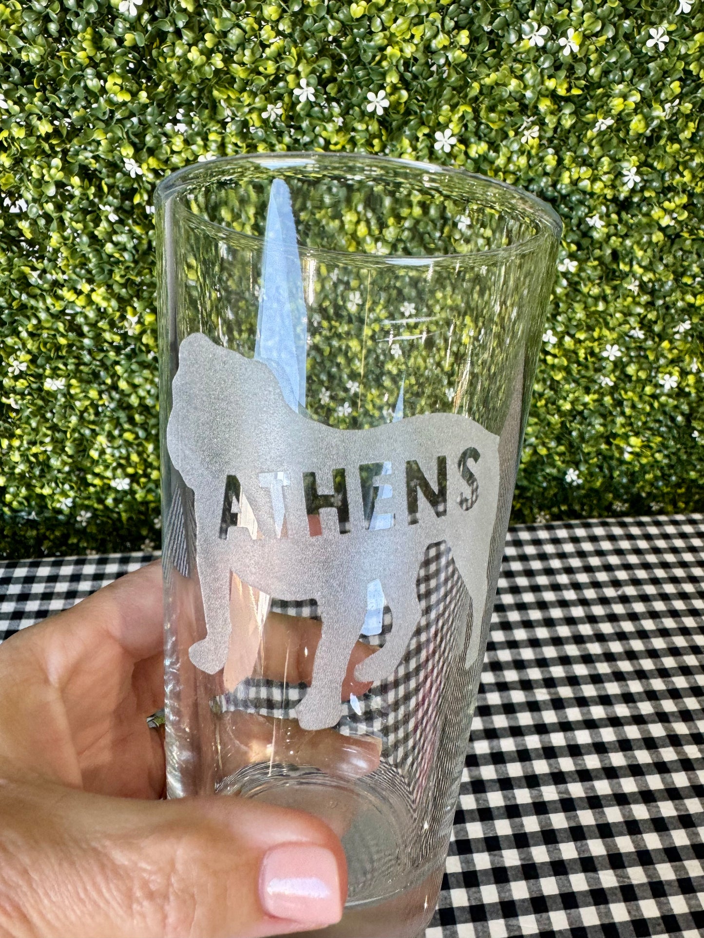 Athens Bulldog pint glass