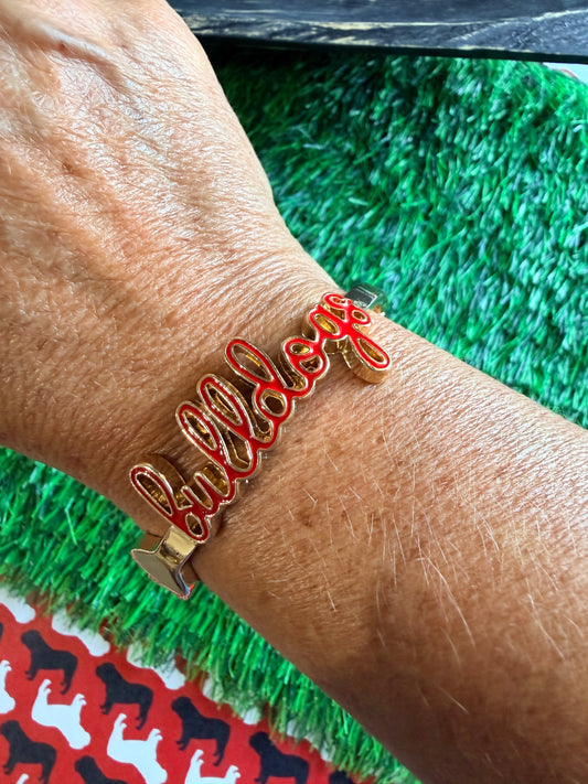 Bulldog cursive enamel hinge bangle