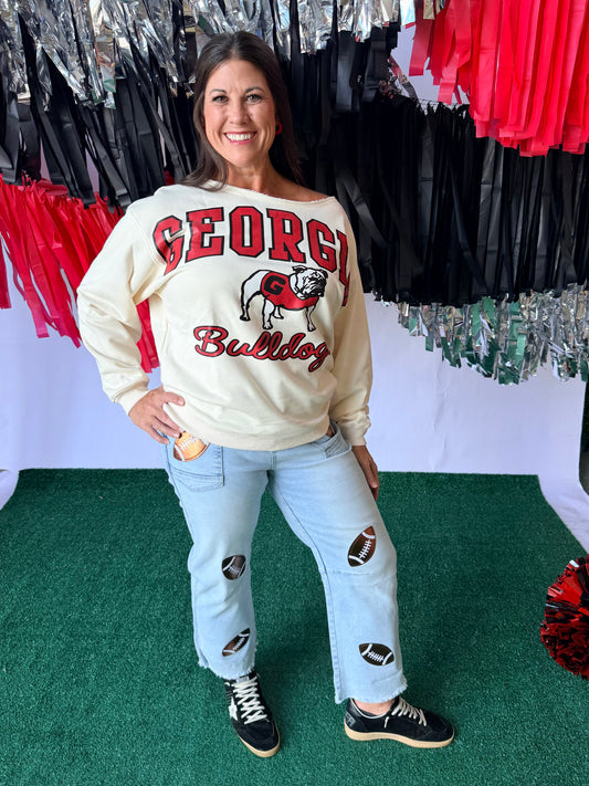 Off the shoulder licensed sweatshirt
