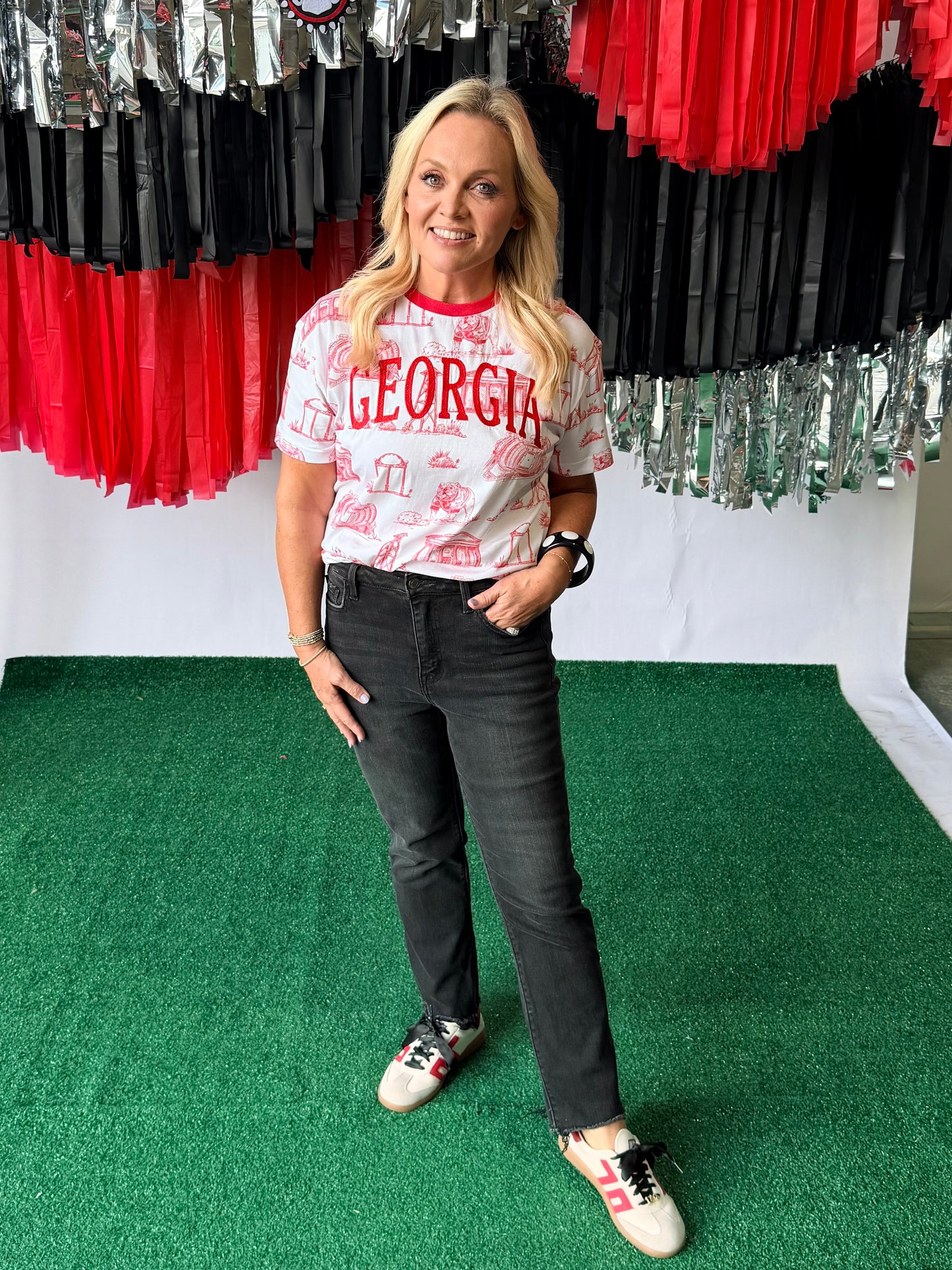 The Team Toile Embroidered Tee Georgia licensed