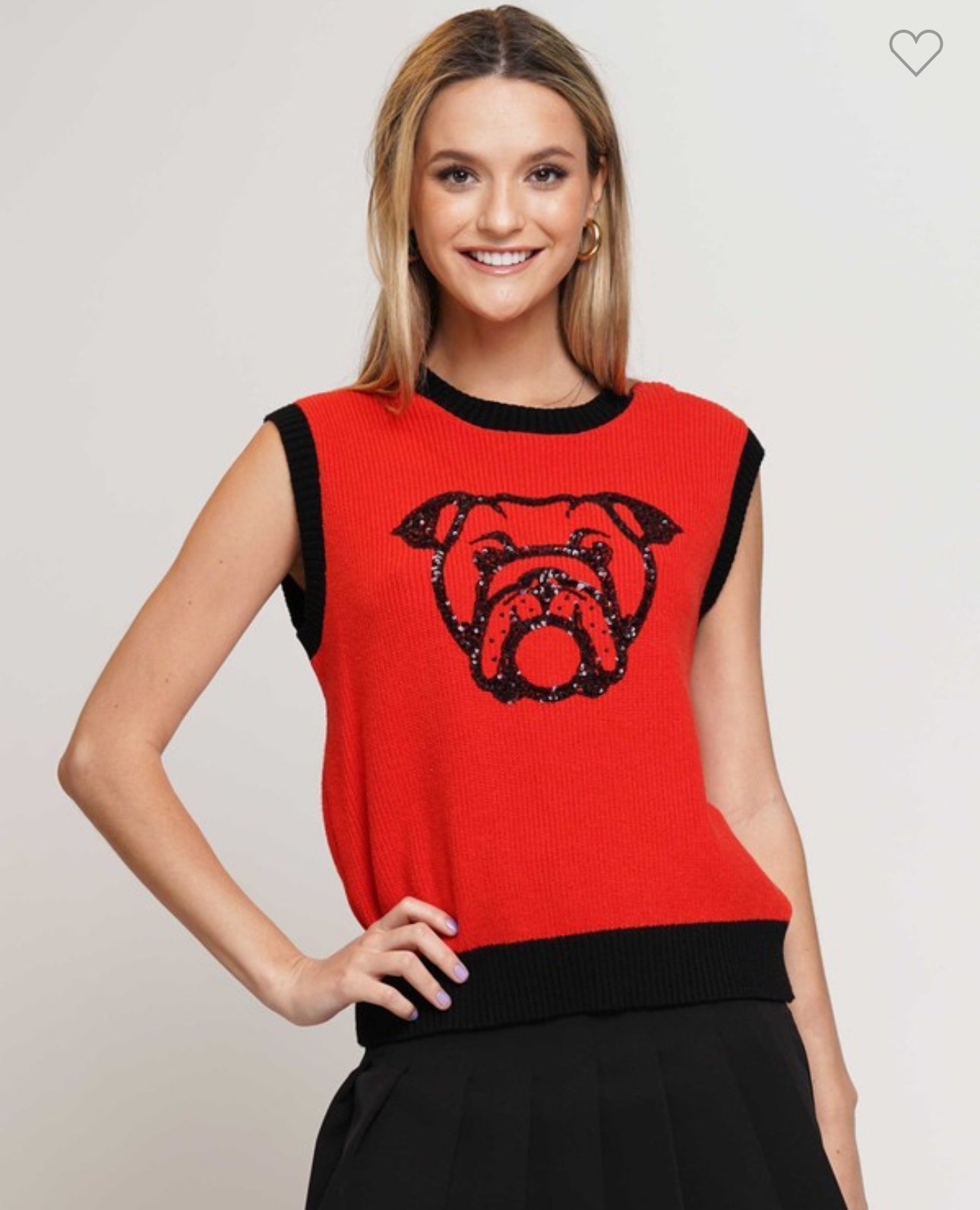 Light weight knit tank large sequin logo dog