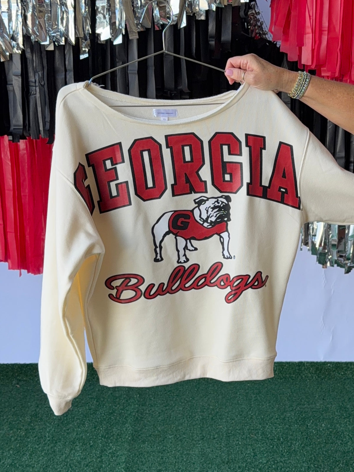 Off the shoulder licensed sweatshirt
