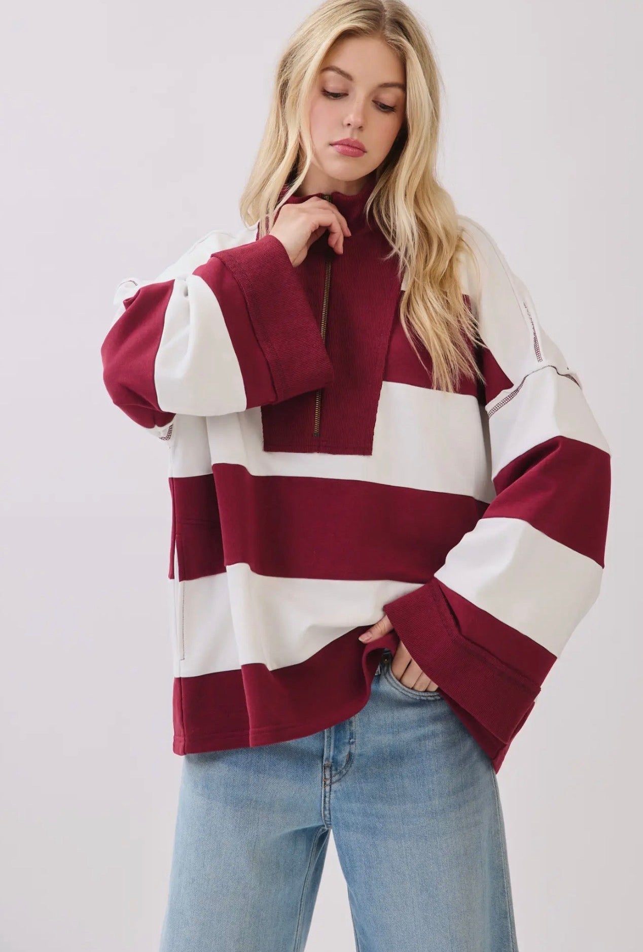 Varsity puloger maroon and white