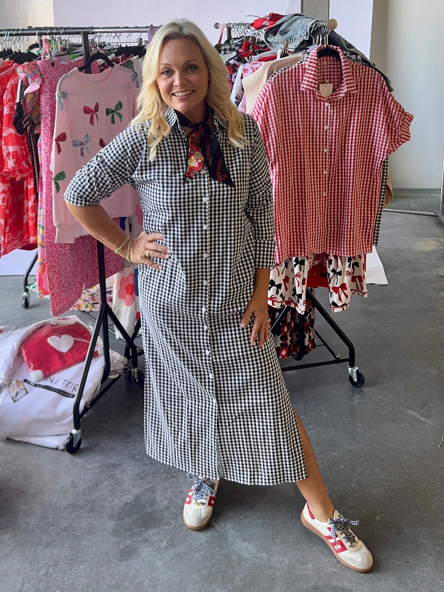 Gingham collection black and white shirt dress