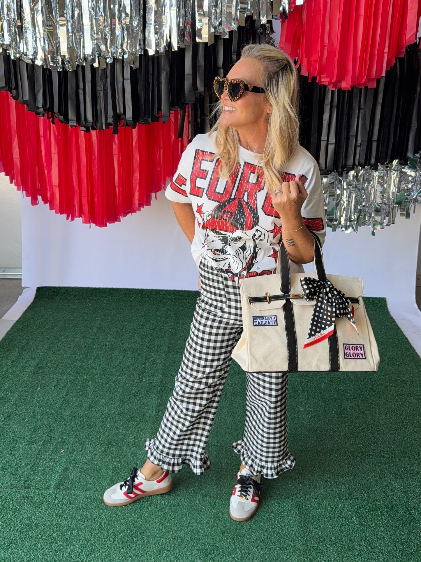 Game day luxury game day tote with patches and scarf exclusive