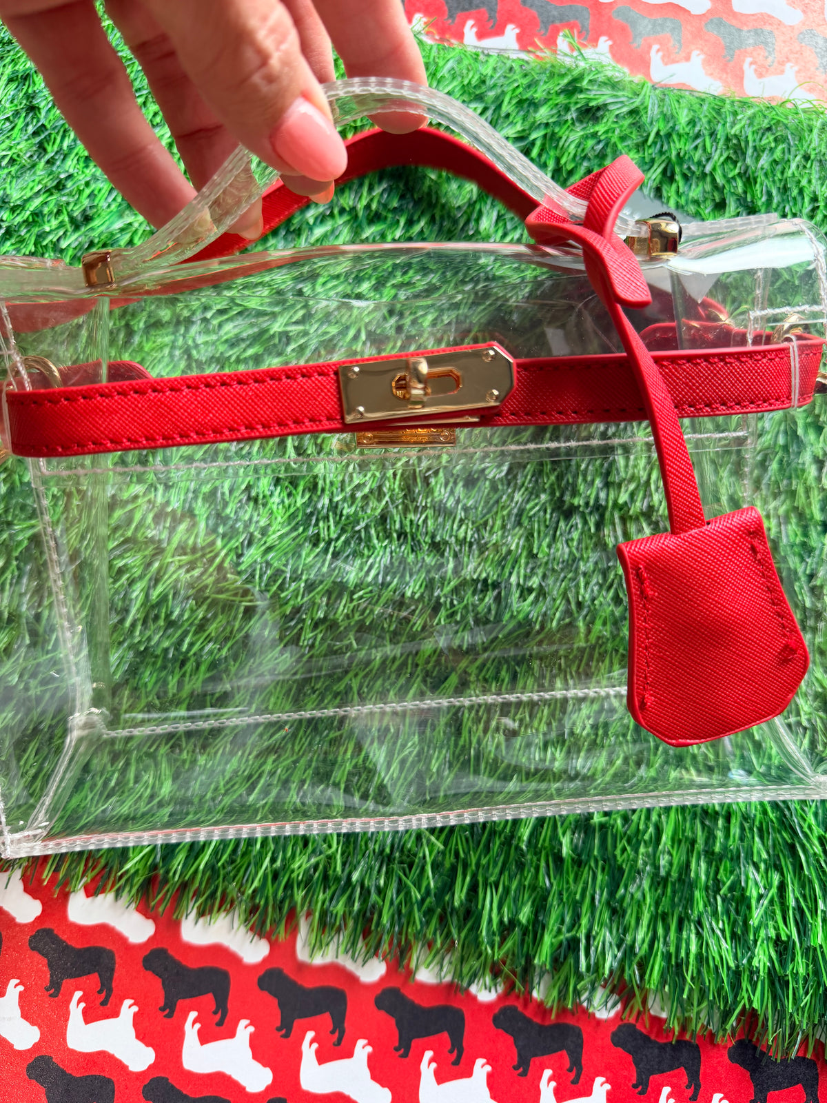 Clear purse red