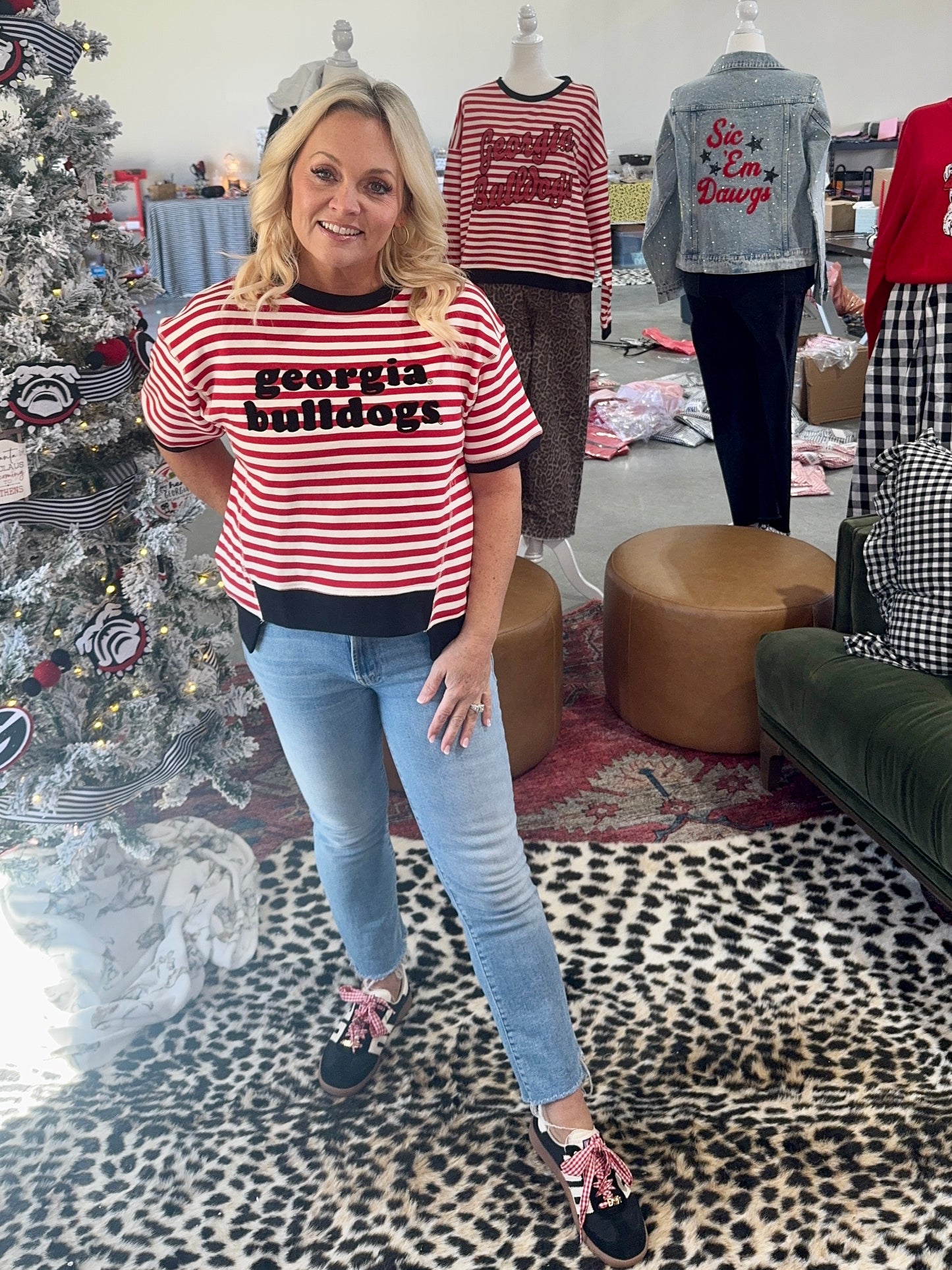 Stripe chenille boxy top licensed