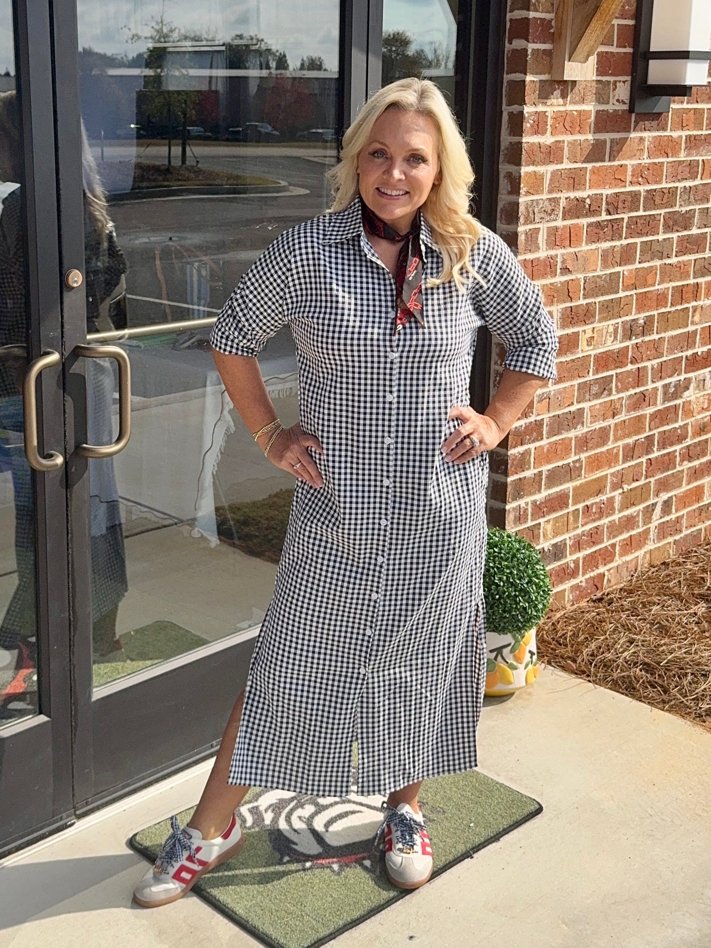 Gingham collection black and white shirt dress