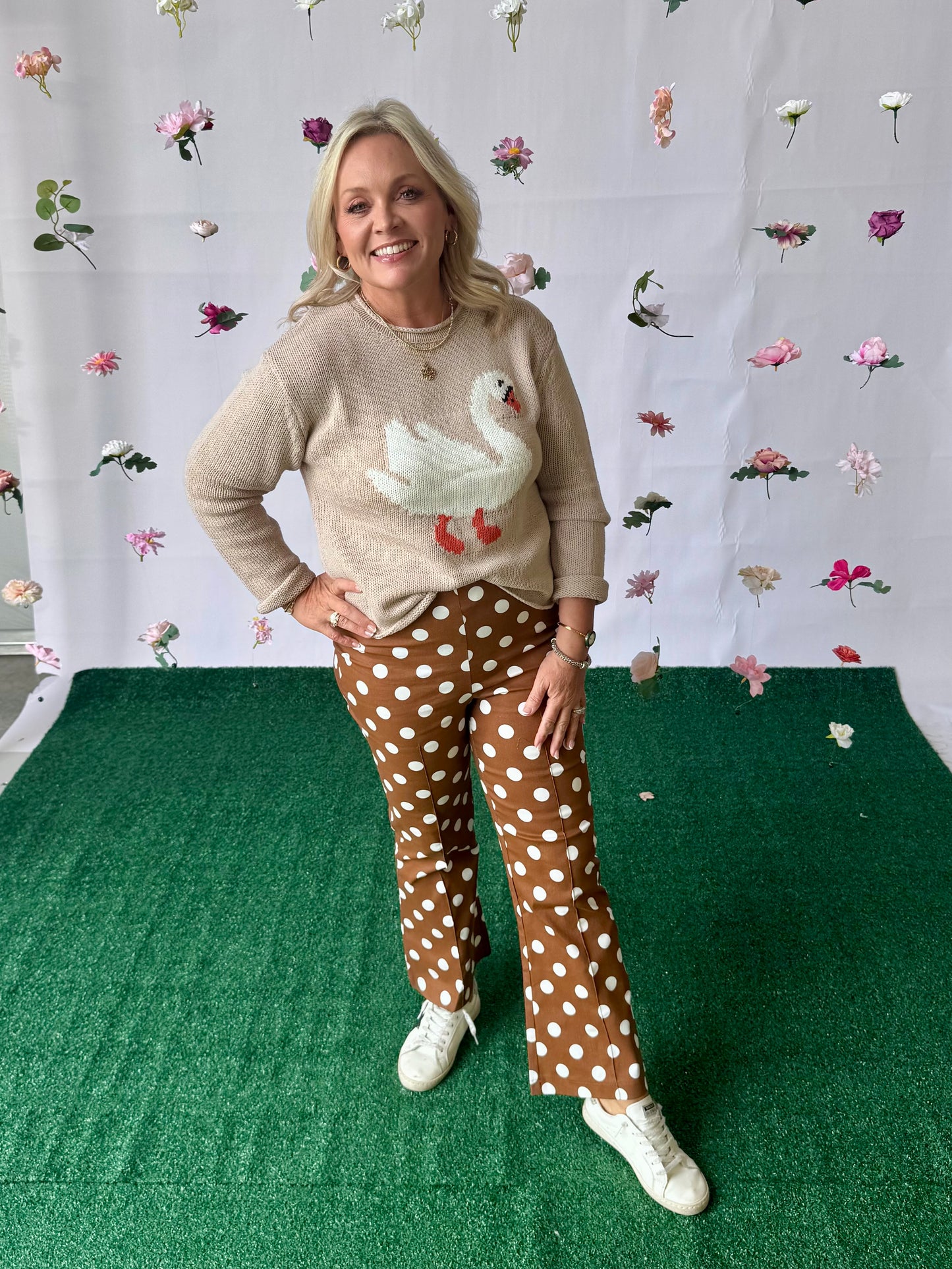 Brown polka dot pants