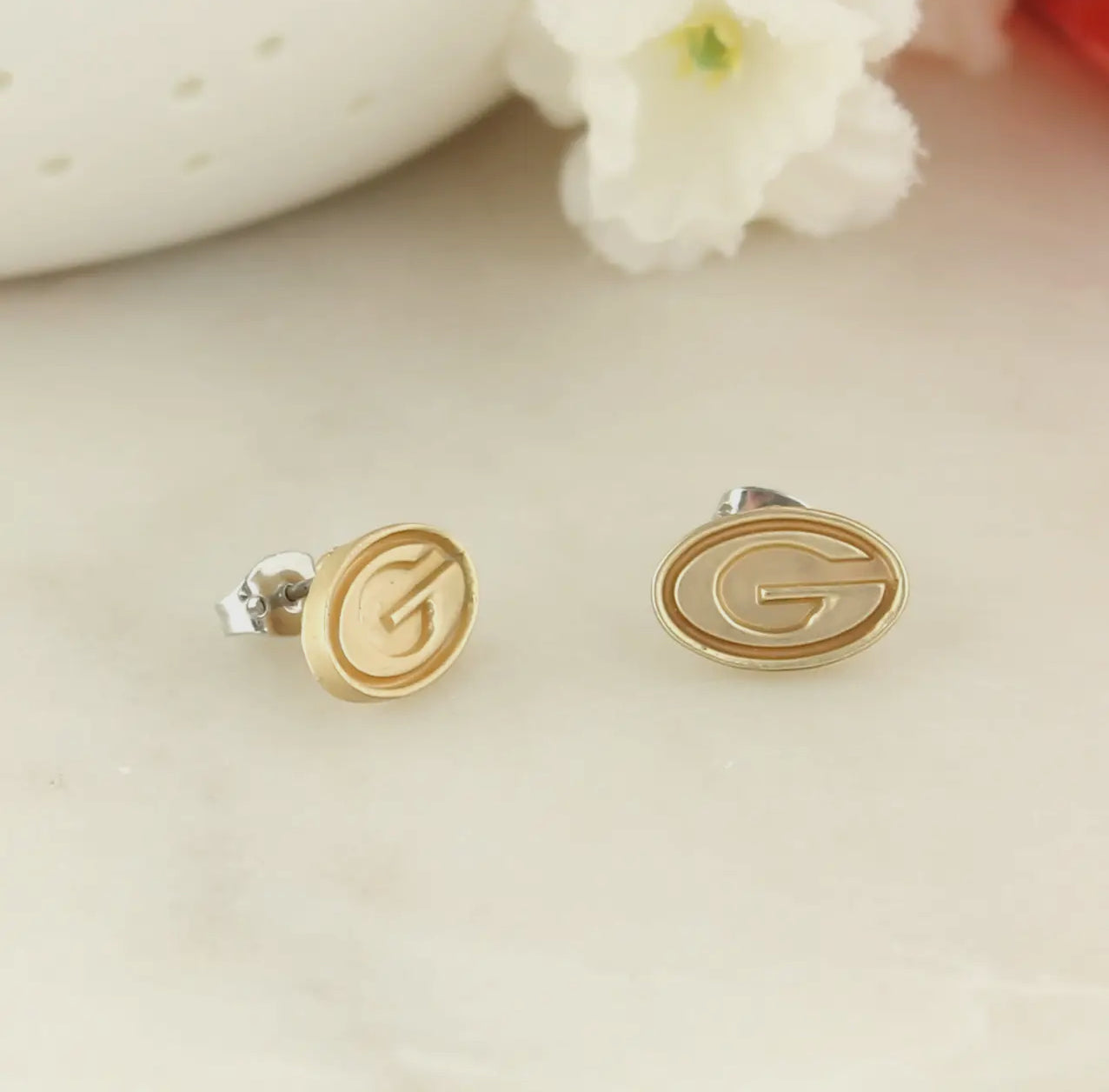 Matte Gold stud earrings licensed seasons jewelry