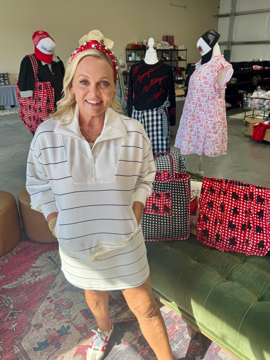 Active wear scuba stripe quarter zip top up to plus size marked  down