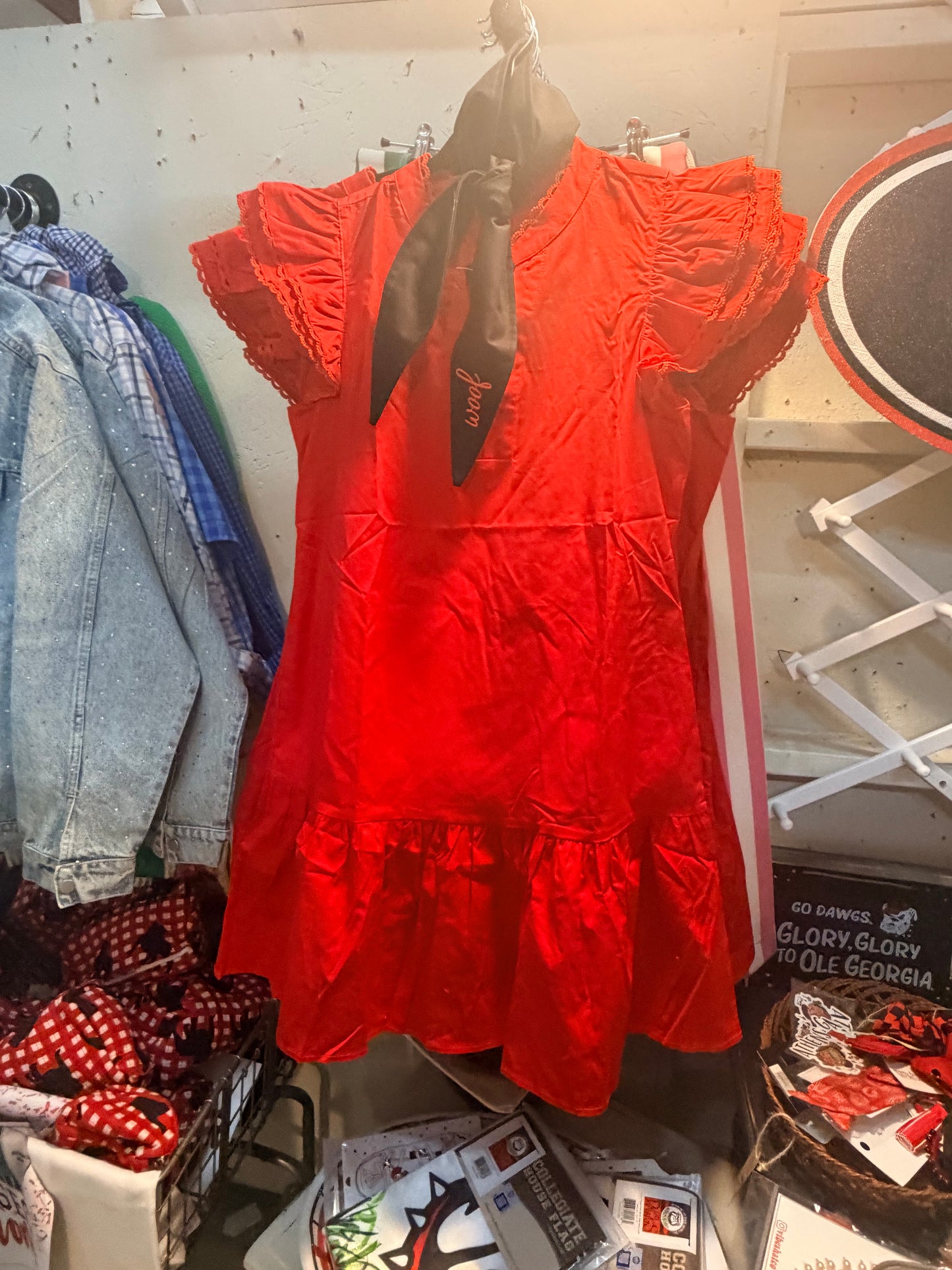 Red Mary square dress