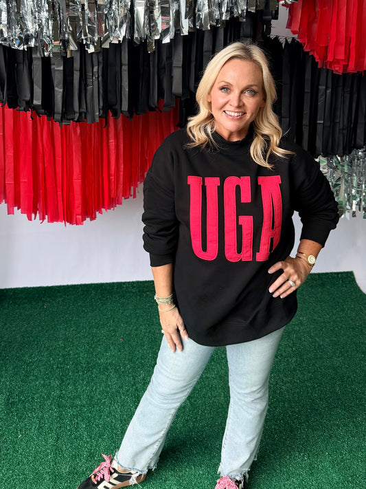 Mock neck with UGA appliqué licensed