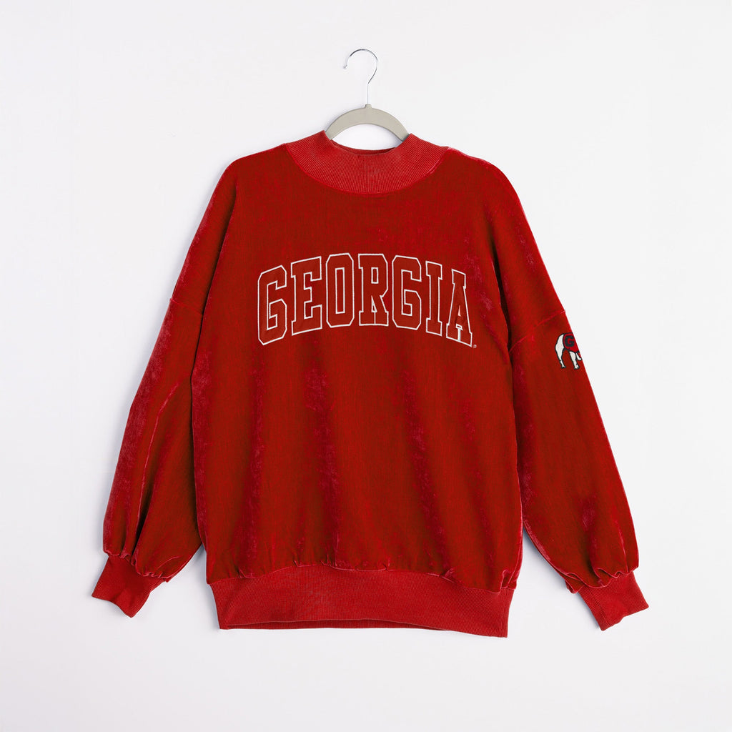 Chenille mock neck red licensed Georgia