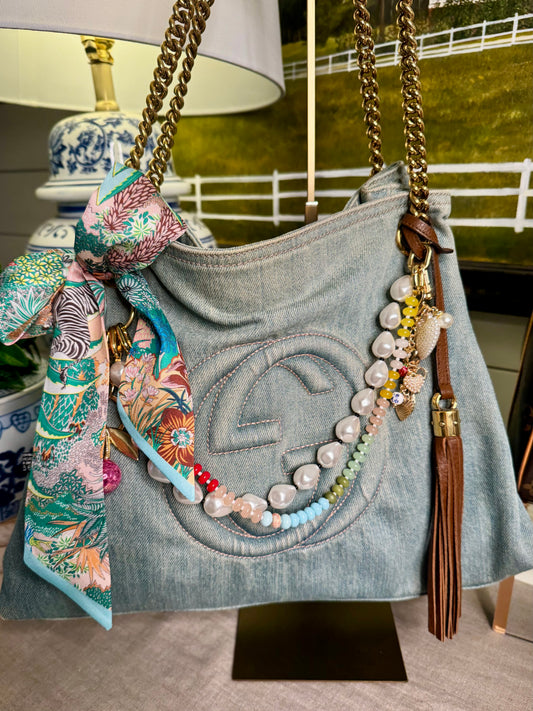 Beaded chain purse charm