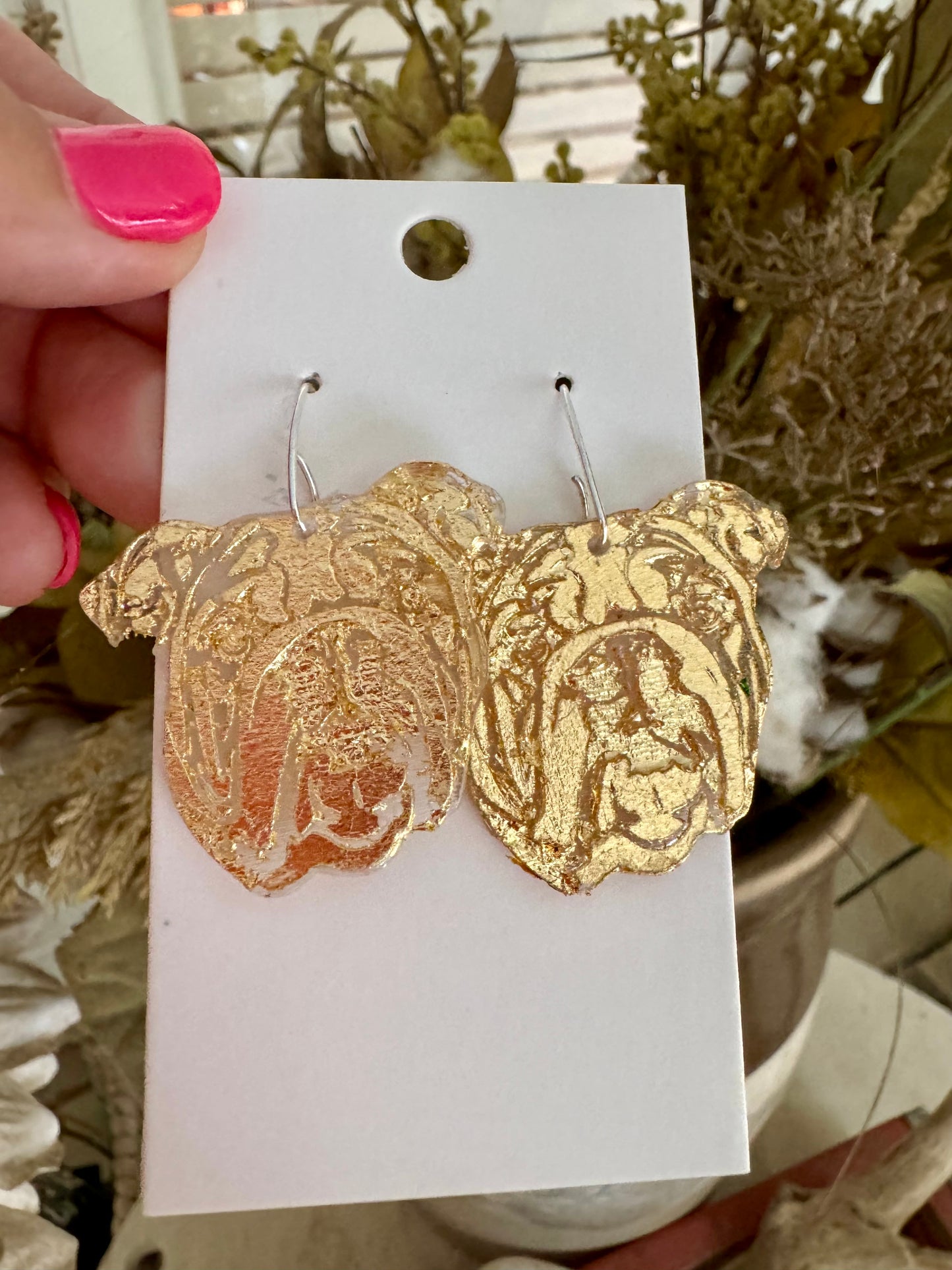 Dangle earrings gold dog