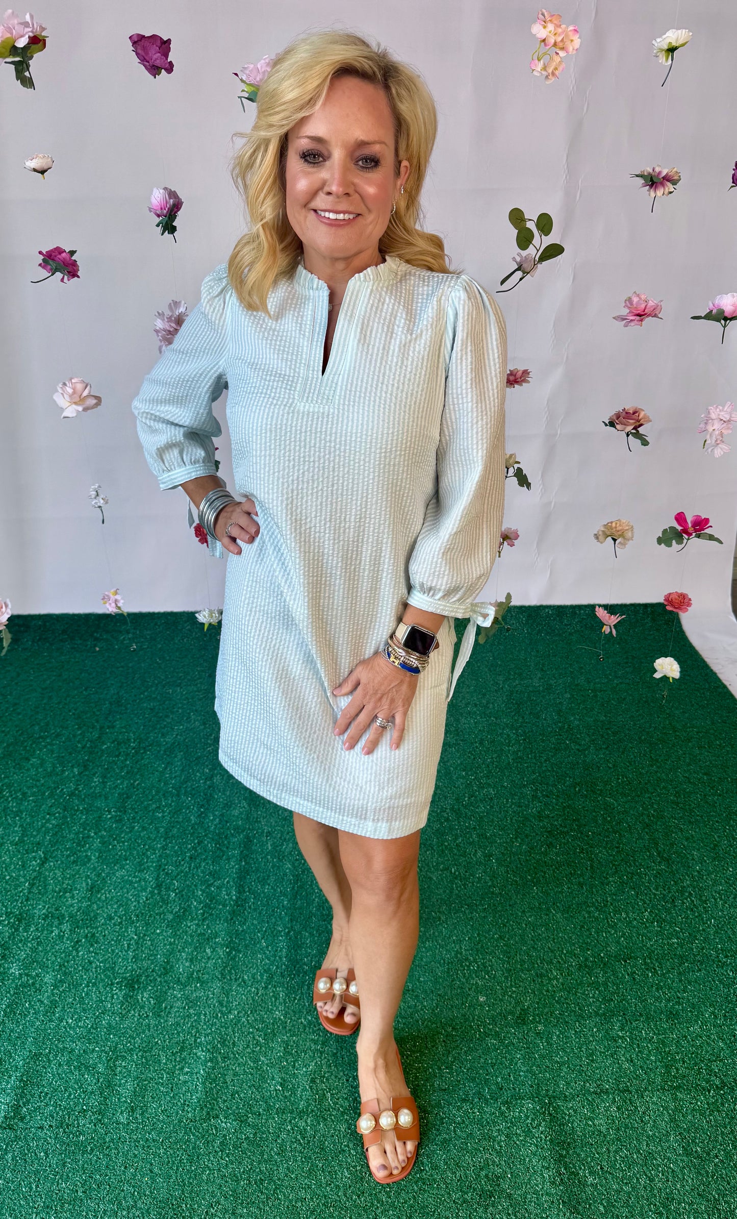 Sea foam  searsucker dress