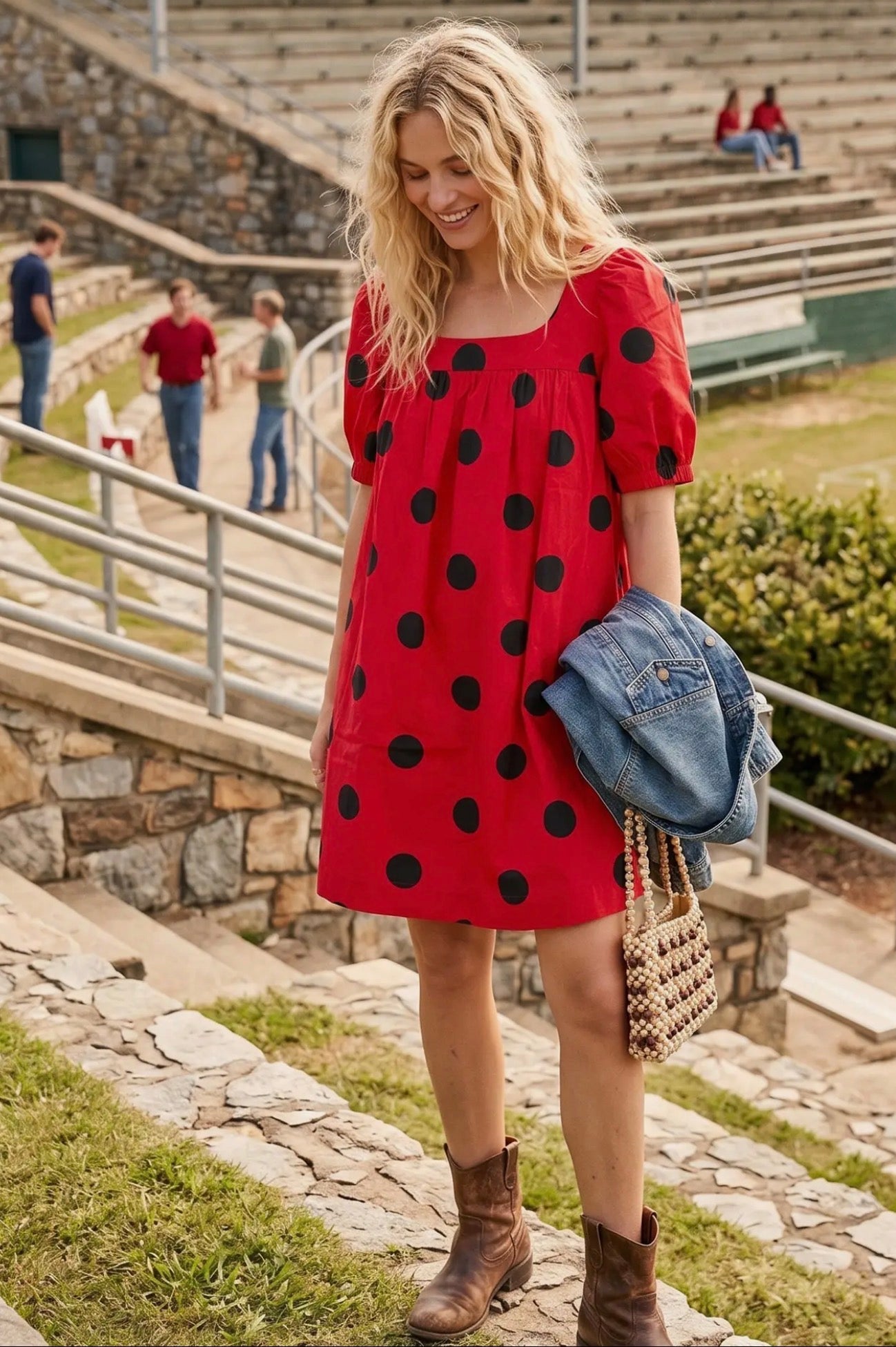 Polka dot dress black and red